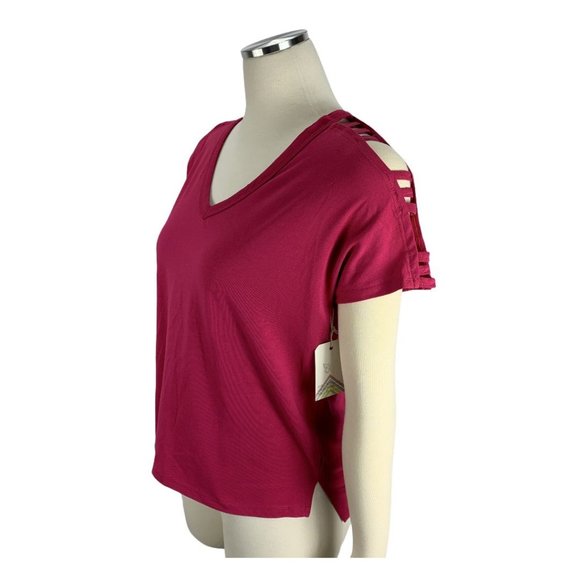 Glitz Medium NWT Shirt Cold Shoulder Sangria Pink 6003 - Picture 2 of 5